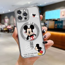 HONTINGA iPhone 16 Pro Max ile Uyumlu Şeffaf Magsafe Wireless Kılıfı Düşüme Önleyici Basitlik Anti Düşme Kamera Korumali Mickey Desen Yumuşak Silikon Telefon Kılıfı Kadın ve Erkek Için Uygundur K7-2110