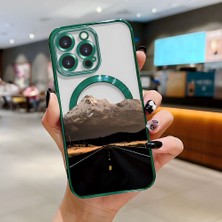 Ucuc iPhone 14 Pro Uyumlu Şeffaf Arka Yüzeyli Manyetik Darbeye Dayanıklı Silikon Kılıf