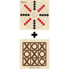 Feyza Design Ahşap Tic-Tac-Toe ve Akıl Oyunları Seti - 4+ Yaş Için Eğitici Oyuncak