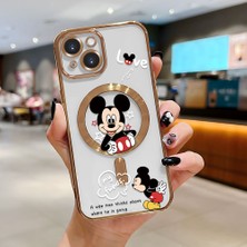 HONTINGA iPhone 15 ile Uyumlu Şeffaf Magsafe Wireless Kılıfı Düşüme Önleyici Basitlik Anti Düşme Kamera Korumali Mickey Desen Yumuşak Silikon Telefon Kılıfı Kadın ve Erkek Için Uygundur K7-2110