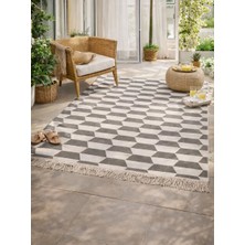 My Evilla 3D Küp Desenli Pamuklu Dokuma Çift Taraflı Kilim Yıkanabilir Modern Yolluk Kaymaz Dekoratif Halı