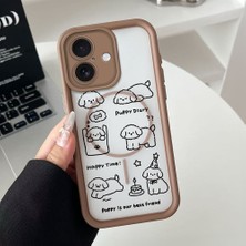 HONTINGA iPhone 16 Uyumlu Şeffaf Magsafe Wireless Köşe Düşüme Önleyici Basitlik Anti Düşme Kamera Korumali Köpek Deseni Silikon Telefon Kılıfı K7-0092