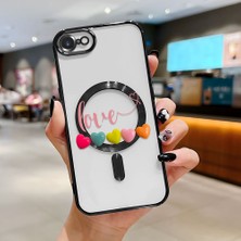 Ucuc iPhone 7/8/se 2020 2022 Uyumlu Şeffaf Arka Yüzeyli Manyetik Darbeye Dayanıklı Silikon Kılıf