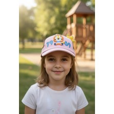 Aware Time Kitti Pembe Yazlık Şapka %100 Pamuk Aksesuarlı Unisex 5-8 Yaş Çocuklar İçin