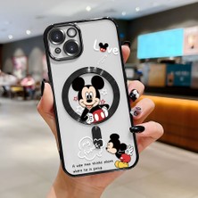 HONTINGA iPhone 14 ile Uyumlu Şeffaf Magsafe Wireless Kılıfı Düşüme Önleyici Basitlik Anti Düşme Kamera Korumali Mickey Desen Yumuşak Silikon Telefon Kılıfı Kadın ve Erkek Için Uygundur K7-2110