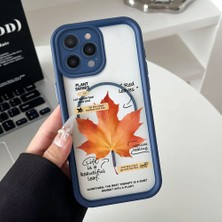 HONTINGA iPhone 14 Pro Uyumlu Şeffaf Magsafe Wireless Köşe Düşüme Önleyici Basitlik Anti Düşme Kamera Korumali Akçaağaç Yaprağı Deseni Silikon Telefon Kılıfı K7-0085