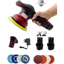 Moonshop Çift Akülü Orbital 48 V Lityum 2x Batarya 6 Devir Ayarlı Detay Pasta Cila Zımpara Polisaj Makinesi.