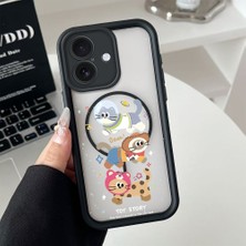 HONTINGA iPhone 16 Uyumlu Şeffaf Magsafe Wireless Köşe Düşüme Önleyici Basitlik Anti Düşme Kamera Korumali Sevimli Kedi Deseni Silikon Telefon Kılıfı K7-0086