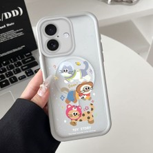 HONTINGA iPhone 16 Uyumlu Şeffaf Magsafe Wireless Köşe Düşüme Önleyici Basitlik Anti Düşme Kamera Korumali Sevimli Kedi Deseni Silikon Telefon Kılıfı K7-0086