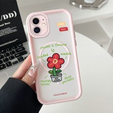HONTINGA iPhone 11 Uyumlu Şeffaf Magsafe Wireless Köşe Düşüme Önleyici Basitlik Anti Düşme Kamera Korumali Çiçek Deseni Silikon Telefon Kılıfı K7-0087