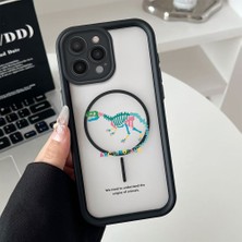 HONTINGA iPhone 14 Pro Uyumlu Şeffaf Magsafe Wireless Köşe Düşüme Önleyici Basitlik Anti Düşme Kamera Korumali Dinozor Deseni Silikon Telefon Kılıfı K7-0089