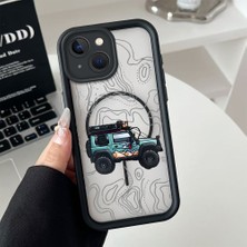 HONTINGA iPhone 14 Plus Uyumlu Şeffaf Magsafe Wireless Köşe Düşüme Önleyici Basitlik Anti Düşme Kamera Korumali Araba Deseni Silikon Telefon Kılıfı K7-0090