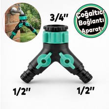Nzb (3/4 Inç) Dişi Dişli Musluk Adaptörü Vanalı Çift Yönlü Çoğaltıcı 1/2 Inç Sulama Hortum Çıkış Uyumlu