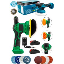 Moonshop Çift Akülü Orbital 58V Lityum 2x Batarya 6 Devir Ayarlı Detay Pasta Cila Zımpara Polisaj Makinesi