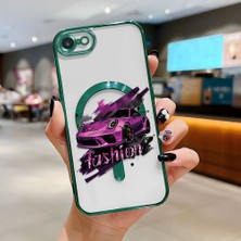 Ucuc iPhone 7/8/se 2020 2022 Uyumlu Şeffaf Arka Yüzeyli Manyetik Darbeye Dayanıklı Silikon Kılıf