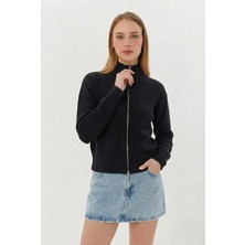 Nish&Chic Dik Yaka Fermuarlı Hırka