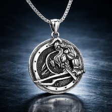 Paslanmaz Çelik Norse Tasarım Savaşçı Erkek  Viking Kolye
