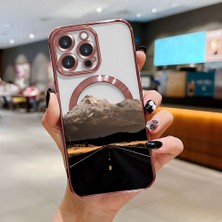 Ucuc iPhone 14 Pro Uyumlu Şeffaf Arka Yüzeyli Manyetik Darbeye Dayanıklı Silikon Kılıf