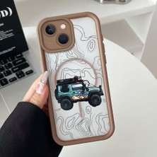 HONTINGA iPhone 14 Plus Uyumlu Şeffaf Magsafe Wireless Köşe Düşüme Önleyici Basitlik Anti Düşme Kamera Korumali Araba Deseni Silikon Telefon Kılıfı K7-0090