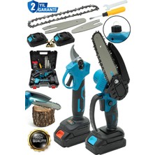 Moonshop Pro Seri 2 Li Set 2x Akülü Etsl Şanzuman Zincirli Şarjlı Dal Ağaç Kesme Bağ Budama Makası