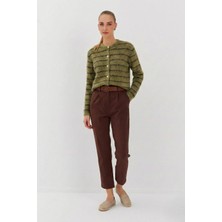 Nish&Chic Yatay Çizgili Bisiklet Yaka Hırka