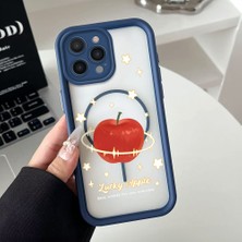 HONTINGA iPhone 14 Pro Uyumlu Şeffaf Magsafe Wireless Köşe Düşüme Önleyici Basitlik Anti Düşme Kamera Korumali Elma Deseni Silikon Telefon Kılıfı K7-0094