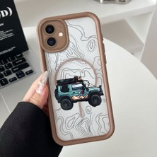 HONTINGA iPhone 12 Uyumlu Şeffaf Magsafe Wireless Köşe Düşüme Önleyici Basitlik Anti Düşme Kamera Korumali Araba Deseni Silikon Telefon Kılıfı K7-0090