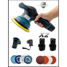 Moonshop Çift Akülü Orbital 48 V Lityum 2x Batarya 6 Devir Ayarlı Detay Pasta Cila Zımpara Polisaj Makinesi.