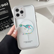 HONTINGA iPhone 14 Pro Uyumlu Şeffaf Magsafe Wireless Köşe Düşüme Önleyici Basitlik Anti Düşme Kamera Korumali Dinozor Deseni Silikon Telefon Kılıfı K7-0089