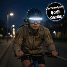 Nzb Şarjlı Çok Fonksiyonlu LED Işıklı Lambalı Gözlük 4 Modlu USB Kamp Bisiklet Gece Çalışma Gözlüğü