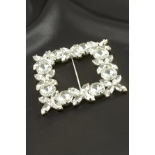 Aesco Çiçek Kare Taşlı Kemer Tokası