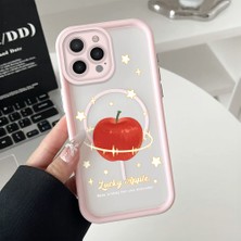 HONTINGA iPhone 14 Pro Uyumlu Şeffaf Magsafe Wireless Köşe Düşüme Önleyici Basitlik Anti Düşme Kamera Korumali Elma Deseni Silikon Telefon Kılıfı K7-0094