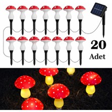 Mubx 20'li Saplamalı Mantar Bahçe Işığı Güneş Enerjili Mantar Bahçe Aydınlatması Solar Mantar Bahçe