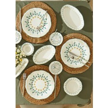 Bella Maison Adelina 26 Parça 6 Kişilik Desenli Kahvaltı Takımı Stoneware Yeşil Renkli