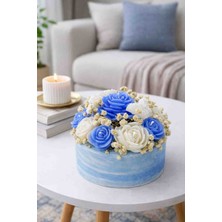 Bead El Yapımı Mavi Gül Mum Aranjmanı Large– Dekoratif Çiçek Mum | Masa Üstü Ev Dekoru | Şık Hed