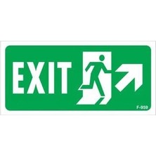 Aesco Mey Ithalat® Exit Sağ Yukarı Uyarı Levhası 17,5X25 KOD:959