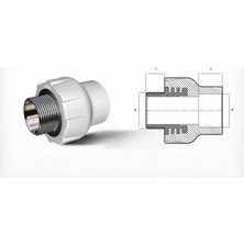 Aesco Mey Ithalat® Ege Yıldız Pprc 50X1 1/2 Erkek Adaptör Gri