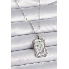 Aesco Mey Ithalat® 316L Çelik Gümüş Renk Zincir Yay Burcu Zirkon Taşlı Kadın Kolye