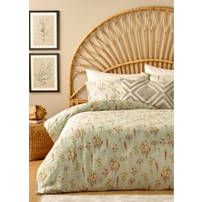 Bella Maison %100 Pamuk Saten Flores Çift Kişilik Nevresim Seti Açık Yeşil (200x220 cm)