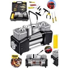 Moonshop Pro Seri Çelik Gövde Çift Pistonlu 12 V 150 Psi Dakikada 85 Lt Araç Araba Lastik Bot Şişirme