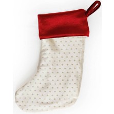 Alesta Home Alesta Home Yılbaşı Temalı Saten Desenli Kırmızı Kadife Başlıklı Dekoratif Çorap 20x30 cm CRP001