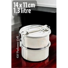 Aesco Mey Ithalat® Sefer Tası Yemek Kabı Paslanmaz Çelik 2 Katlı 14 cm 1.3 Litre
