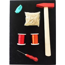 Tuğra Tablo Filografi Set Kumaş Kaplı Tahta 25x35 cm Bakır Tel ve Çivi Tutma Aparatı ile