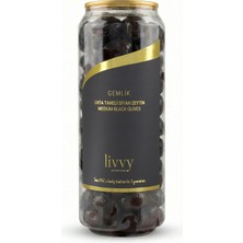 Livvy Premium Foods Medio Classico Gemlik Orta (M) Taneli Siyah Zeytin 350 g - Doğal Fermente Katkısız
