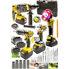 Moonshop Profesyonel Şarjlı Darbeli 4'lü Set 2-26 Hilti 125MM Taşlama 13MM  Matkap 650 Nm  Somun Sökme Hediye