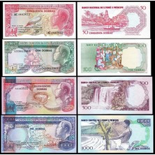 Saint Thomas & Prince 1982 Yılı 50-100-500-1000 Dobras Kağıt Para Set Çil (Unc) 4'lü Set Koleksiyon