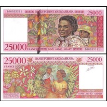 Madagaskar 2004 Yılı 25.000 Francs Kağıt Para Çil ( Unc ) Koleksiyon Para Nadir