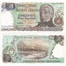 Arjantin 1985 Yılı 50 Pesos Kağıt Para Çil ( Unc ) Koleksiyon Para