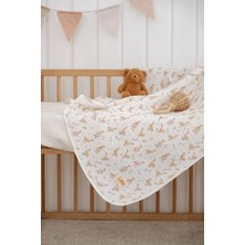 Lollie Baby&Kids Organik 4 Kat Müslin Battaniye, Bebek Çocuk 80X100 cm - Kaz Desenli
