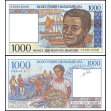 Madagaskar 2004 Yılı 1000 Francs Kağıt Para Çil ( Unc ) Koleksiyon Para Nadir